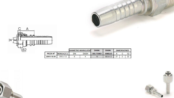 Imagen de HEMBRA RECTA M16 X 1,5-10 04 1/4'' DKO